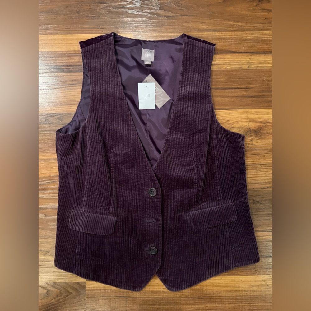 NEW J JILL purple VELVETY VEST SZ medium  18% SILK NWT RET $74.99